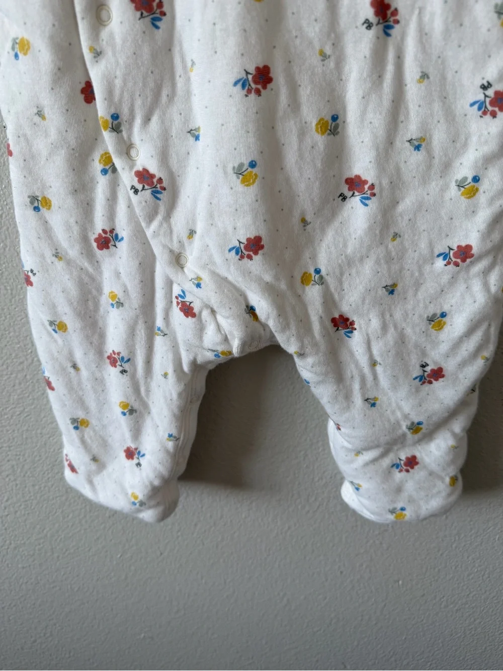 Petit Bateau French Organic Cotton Floral Quilted Puffy Baby Sleeper Button Down
